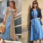 Jeansowe sukienki w stylizacjach dojrzałych blogerek modowych