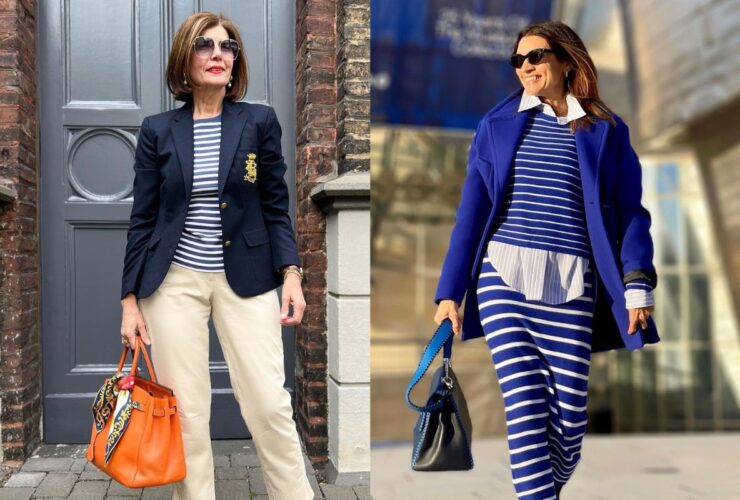 Stylizacje z ubraniami w paski dla dojrzałych kobiet