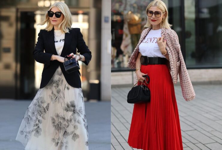 Wiosenne stylizacje ze spódnicą